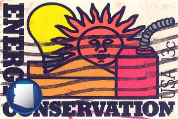 an energy conservation postage stamp - with Arizona icon