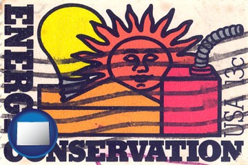 an energy conservation postage stamp - with Colorado icon