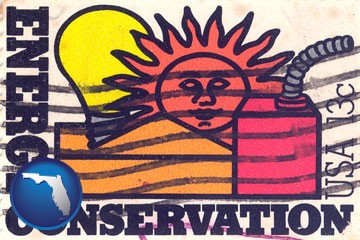 an energy conservation postage stamp - with Florida icon
