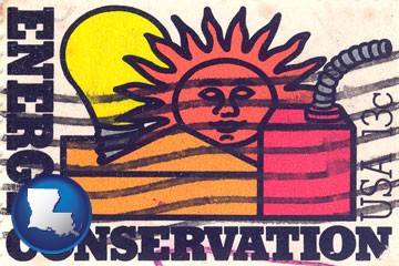 an energy conservation postage stamp - with Louisiana icon