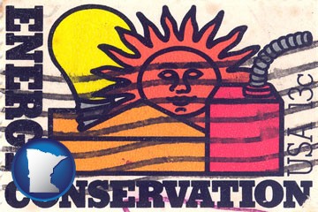 an energy conservation postage stamp - with Minnesota icon