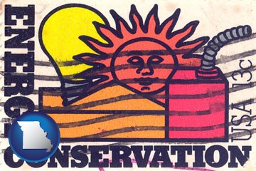 an energy conservation postage stamp - with Missouri icon