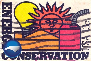 an energy conservation postage stamp - with North Carolina icon