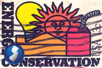 an energy conservation postage stamp - with New Jersey icon