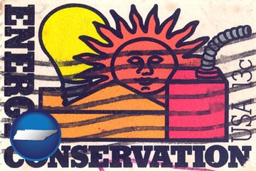 an energy conservation postage stamp - with Tennessee icon